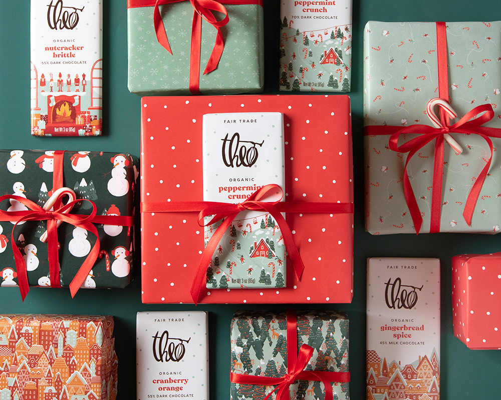 Theo Chocolate's Holiday Redesign Looks Like Christmas and Tastes